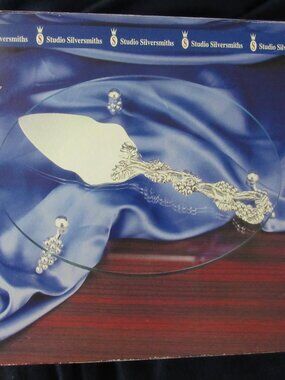 Studio Silversmiths Cake Plate and Knife.